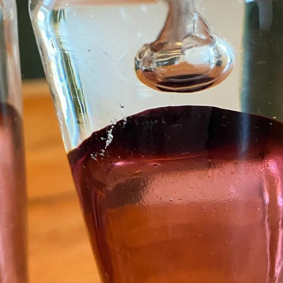 Gorgeous Krosno Poland Ameythest Art Glass Purple Vase with Clear Blown Bubble - Picture 8 of 16